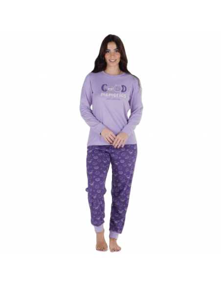 Montse Pedrosa | Pijama 24354 de Rachas en color Lila Montse Pedrosa | Pijama 24354 de Rachas en color Lila