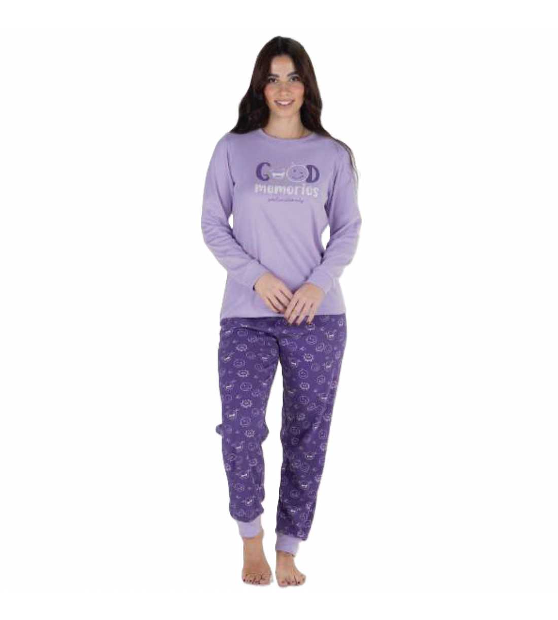 Montse Pedrosa | Pijama 24354 de Rachas en color Lila Montse Pedrosa | Pijama 24354 de Rachas en color Lila