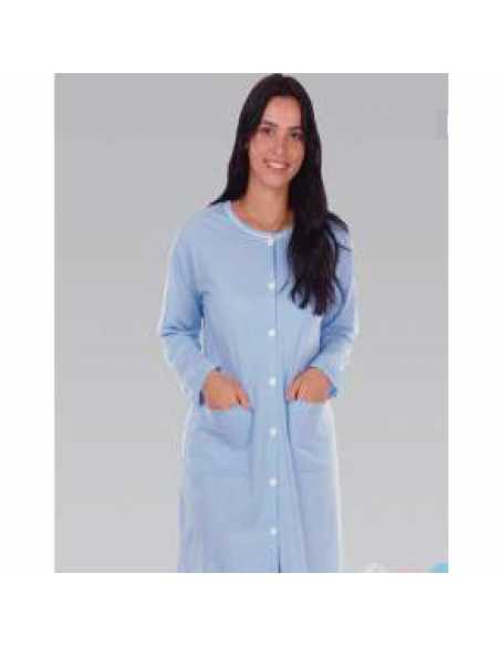 Montse Pedrosa | Bata 00103 de Rachas en color Azúl Montse Pedrosa | Bata 00103 de Rachas en color Azúl