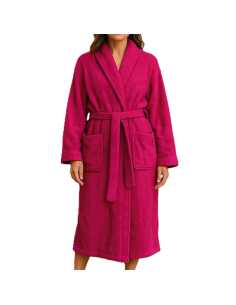 Montse Pedrosa | Albornoz de rizo Zoe de Abece color Fucsia