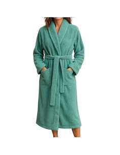 Montse Pedrosa | Albornoz de rizo Zoe de Abece color Turquesa