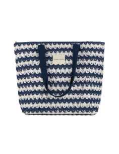 Montse Pedrosa | Bolso de playa de rafia blanco y marino 86294 de Ysabel Mora